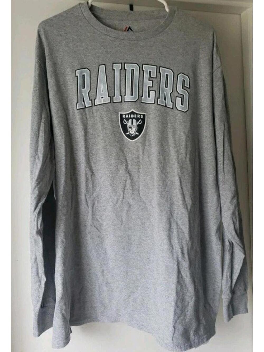 NFL Raiders Football Graphic Long Sleeve T-Shirt Majestic 2XL
